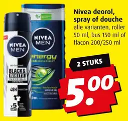 Boni Nivea deorol, spray of douche aanbieding