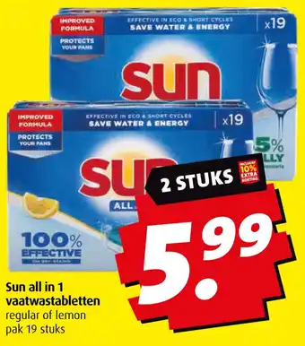 Boni Sun all in 1 vaatwastabletten aanbieding