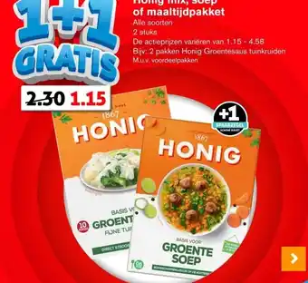 Hoogvliet Honig mix, soep of maaltijdpakket aanbieding