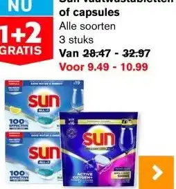 Hoogvliet Sun vaatwastabletten of capsules aanbieding