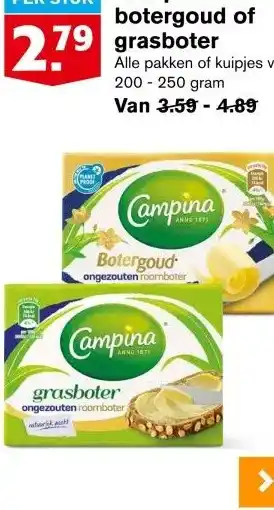 Hoogvliet Campina botergoud of grasboter aanbieding