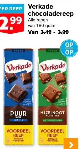 Hoogvliet Verkade chocoladereep aanbieding