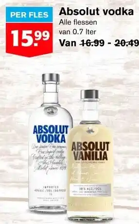 Hoogvliet Absolut vodka aanbieding