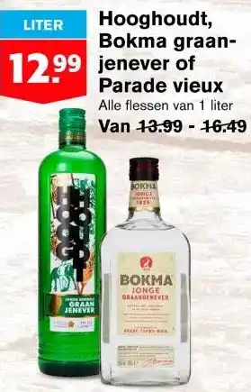 Hoogvliet Hooghoudt, Bokma graan- jenever of Parade vieux aanbieding