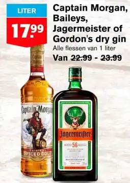 Hoogvliet Captain Morgan, Baileys, Jagermeister of Gordon's dry gin aanbieding