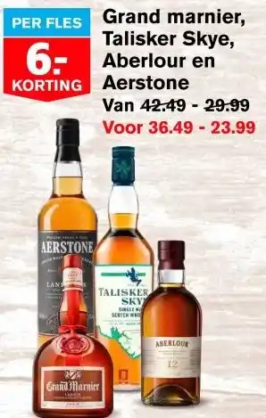 Hoogvliet Grand marnier, Talisker Skye, Aberlour en Aerstone aanbieding