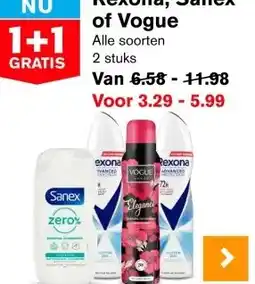 Hoogvliet Rexona, Sanex of Vogue aanbieding