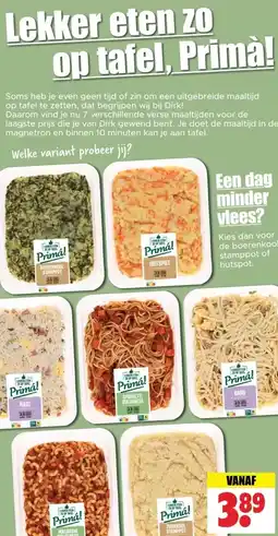 Dirk Lekker eten zo op tafel, Primà! aanbieding