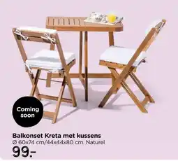 Xenos Tuinset Kreta met kussens - rechthoekig - set van 3 - bruin/beige aanbieding