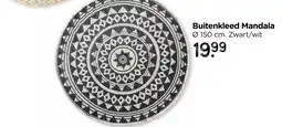 Xenos Buitenkleed mandala - zwart/wit - ø150 cm aanbieding