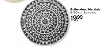 Xenos Buitenkleed mandala - zwart/wit - ø150 cm aanbieding