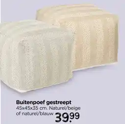 Xenos Buitenpoef gestreept - beige/bruin - 35x45x45 cm aanbieding