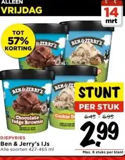 Vomar Voordeelmarkt DIEPVRIES Ben & Jerry's IJs aanbieding