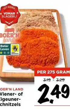 Vomar Voordeelmarkt BOER'N LAND Wiener- of Zigeuner- schnitzels aanbieding