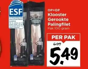 Vomar Voordeelmarkt OP=OP Klooster Gerookte Palingfilet aanbieding