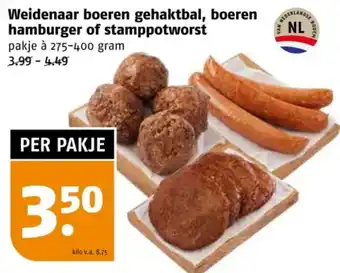 Poiesz Weidenaar boeren gehaktbal, boeren hamburger of stamppotworst aanbieding