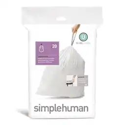 Bol.com Simplehuman Code U Afvalzakken - 55 liter - 20 stuks - met Trekband - Wit aanbieding