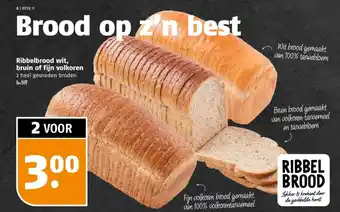 Poiesz Ribbelbrood wit, bruin of fijn volkoren aanbieding