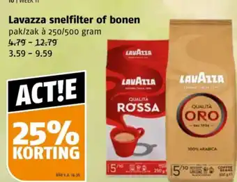 Poiesz Lavazza snelfilter of bonen aanbieding