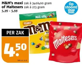 Poiesz M&M's maxi of Maltesers aanbieding