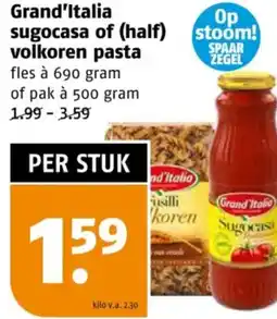 Poiesz Grand'Italia sugocasa of half volkoren pasta aanbieding