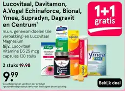 Etos Lucovitaal, Davitamon, A.Vogel Echinaforce, Bional,  Ymea, Supradyn, Dagravit en Centrum aanbieding