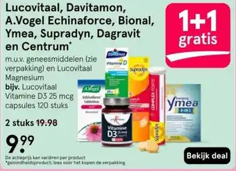 Etos Lucovitaal, Davitamon, A.Vogel Echinaforce, Bional,  Ymea, Supradyn, Dagravit en Centrum aanbieding