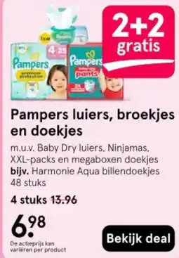 Etos Pampers luiers, broekjes en doekjes aanbieding