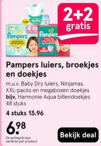 Etos Pampers luiers, broekjes en doekjes aanbieding