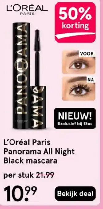 Etos L'Oréal Paris Panorama All Night Black mascara aanbieding