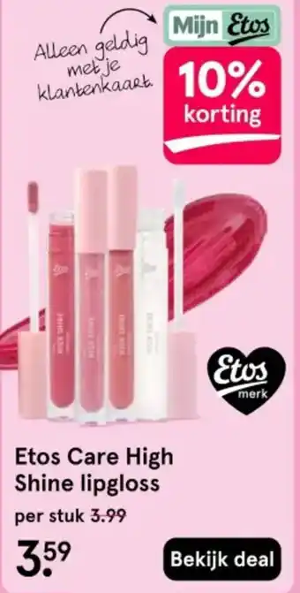 Etos Etos Care High Shine lipgloss aanbieding