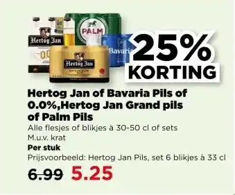 PLUS Hertog Jan of Bavaria Pils of 0.0%, Hertog Jan Grand pils of Palm Pils aanbieding