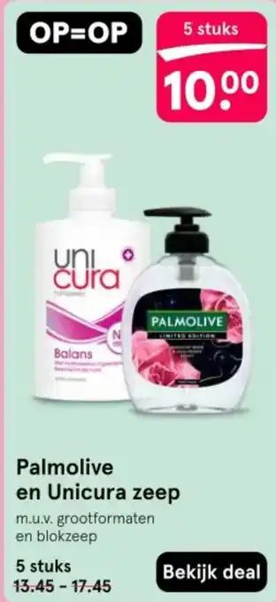 Etos Palmolive en Unicura zeep aanbieding