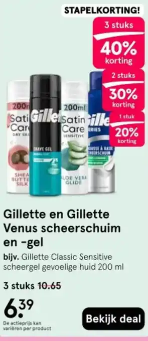 Etos Gillette en Gillette Venus scheerschuim en gel aanbieding