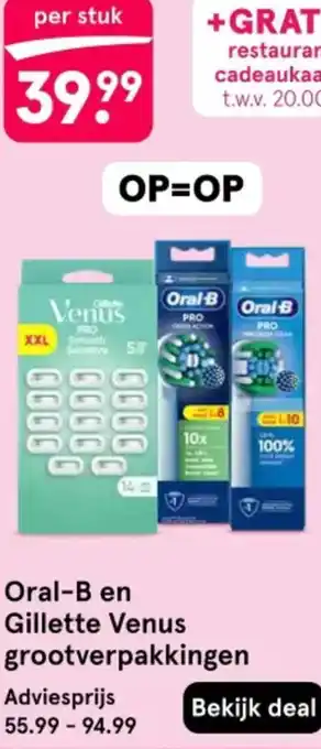 Etos Oral-B en Gillette Venus grootverpakkingen aanbieding