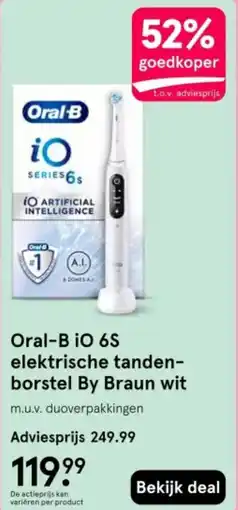 Etos Oral-B iO 6S elektrische tanden borstel By Braun wit aanbieding