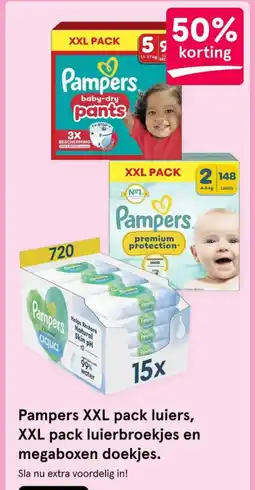 Etos Pampers XXL pack luiers, XXL pack luierbroekjes en megaboxen doekjes aanbieding