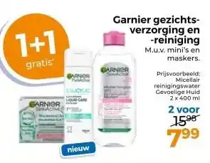 Trekpleister Garnier gezichts- verzorging en -reinigingmaskers. aanbieding