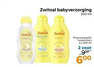 Trekpleister Zwitsal babyverzorging 200 ml aanbieding