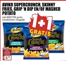 MCD Supermarkt AVIKO SUPERCRUNCH, SKINNY FRIES, GRIP 'N DIP EN/OF MASHED POTATO aanbieding