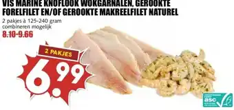 MCD Supermarkt VIS MARINE KNOFLOOK WOKGARNALEN, GEROOKTE FORELFILET EN/OF GEROOKTE MAKREELFILET NATUREL aanbieding