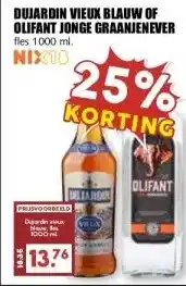 MCD Supermarkt DUJARDIN VIEUX BLAUW OF OLIFANT JONGE GRAANJENEVER aanbieding