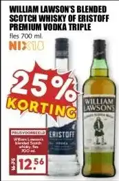 MCD Supermarkt WILLIAM LAWSON'S BLENDED SCOTCH WHISKY OF ERISTOFF PREMIUM VODKA TRIPLE aanbieding