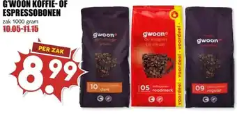 MCD Supermarkt G'WOON KOFFIE-OF ESPRESSOBONEN aanbieding