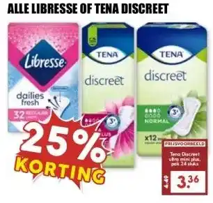 MCD Supermarkt ALLE LIBRESSE OF TENA DISCREET aanbieding