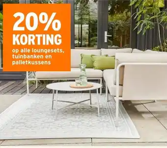 GAMMA 20% KORTING op alle loungesets, tuinbanken en palletkussens aanbieding