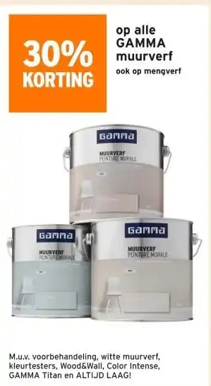 GAMMA 30% korting op alle GAMMA muurverf aanbieding