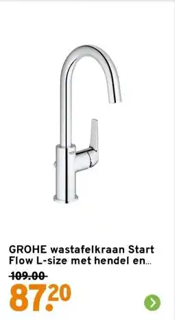 GAMMA GROHE wastafelkraan Start Flow L-size met hendel en waste Chroom aanbieding