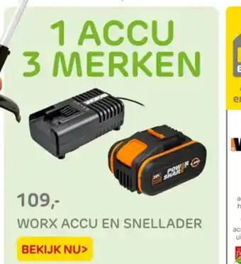 Praxis Worx accu en snellader aanbieding