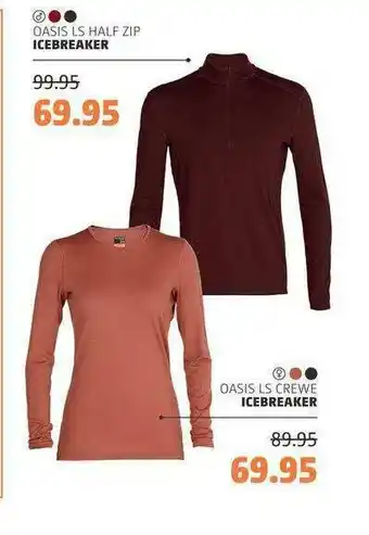 Bever Oasis LS Half Zip Icebreaker Of Oasis LS Crewe Icebreaker aanbieding